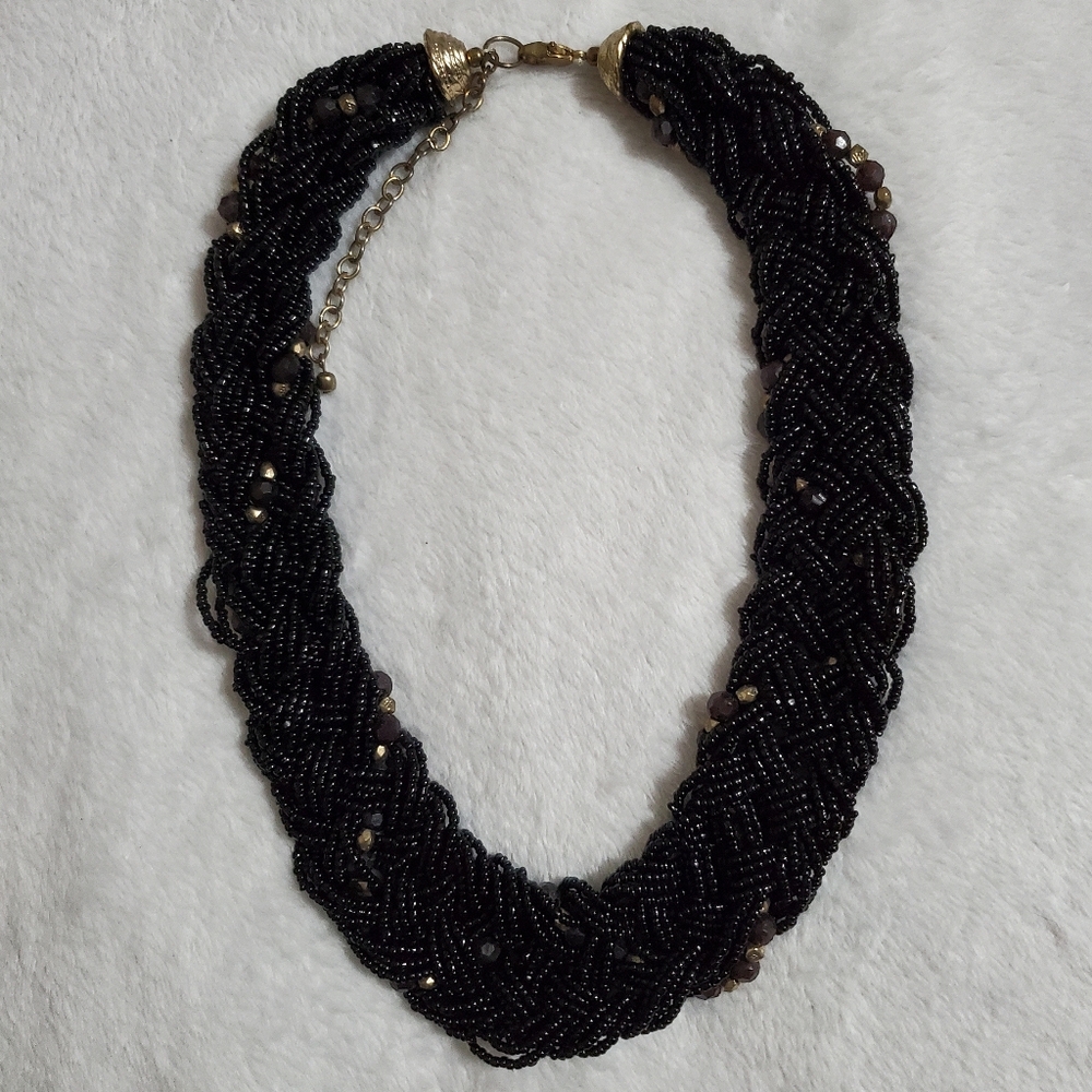 VTG Seed Bead Woven Collar Style Necklace